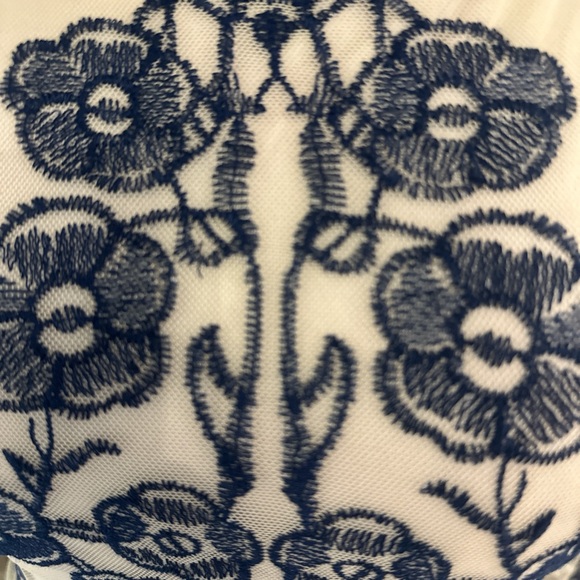 Altar'd State Blue and Tan Midi Dress with Bishop Sleeves - Picture 4 of 5